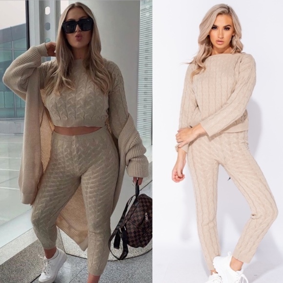 Paris&Pearle Pants - Angelic Attitude Cable Knit Sweater & Leggings Set
